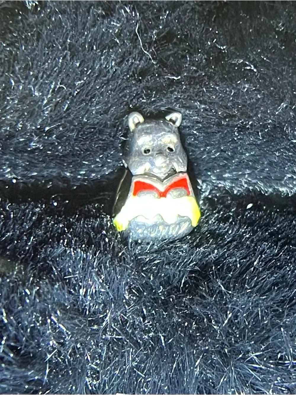 Cute 925  Silver Winnie the PoohBear charm Necklace with Red and Yellow Enamel